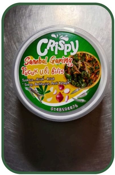 Bekas bulat Crispy Sambal Garing Pucuk Ubi Bilis